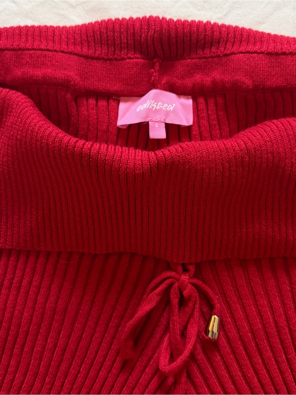 Edikted Red Ribbed Knit Set - Picture 4 of 5
